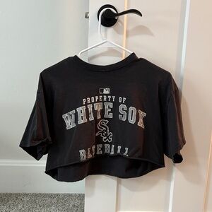 Majestic Black White Sox Crop Top
